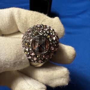 Elegant Henry Bendal Bronze/Brown Clear Crystal Ring. Size 7